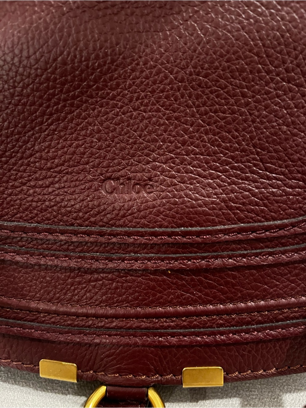 Chloe Marcie medium Women's Leather Satchel Bag in Deep Burgundy - Picture 3 of 7